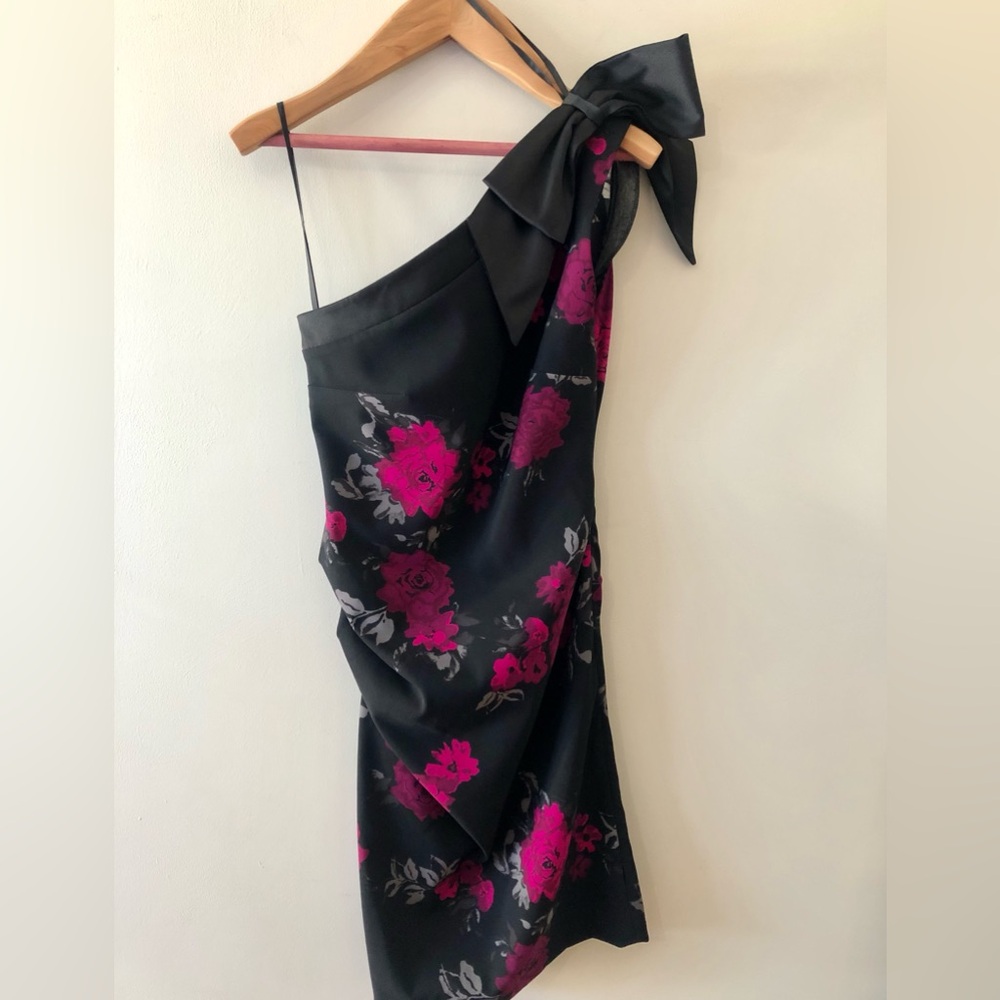 Jacob Black and Pink One-Shoulder Dress